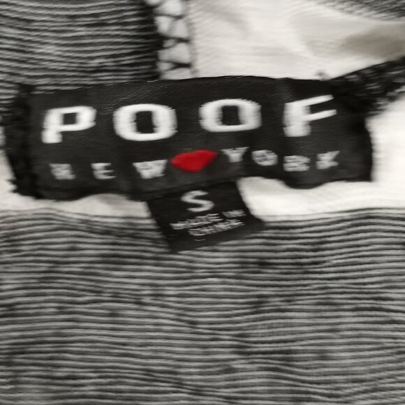 POOF NY BLACK AND WHITE HORIZONTAL STRIPE HOODED TOP WOMEN SIZE S - Picture 4 of 8